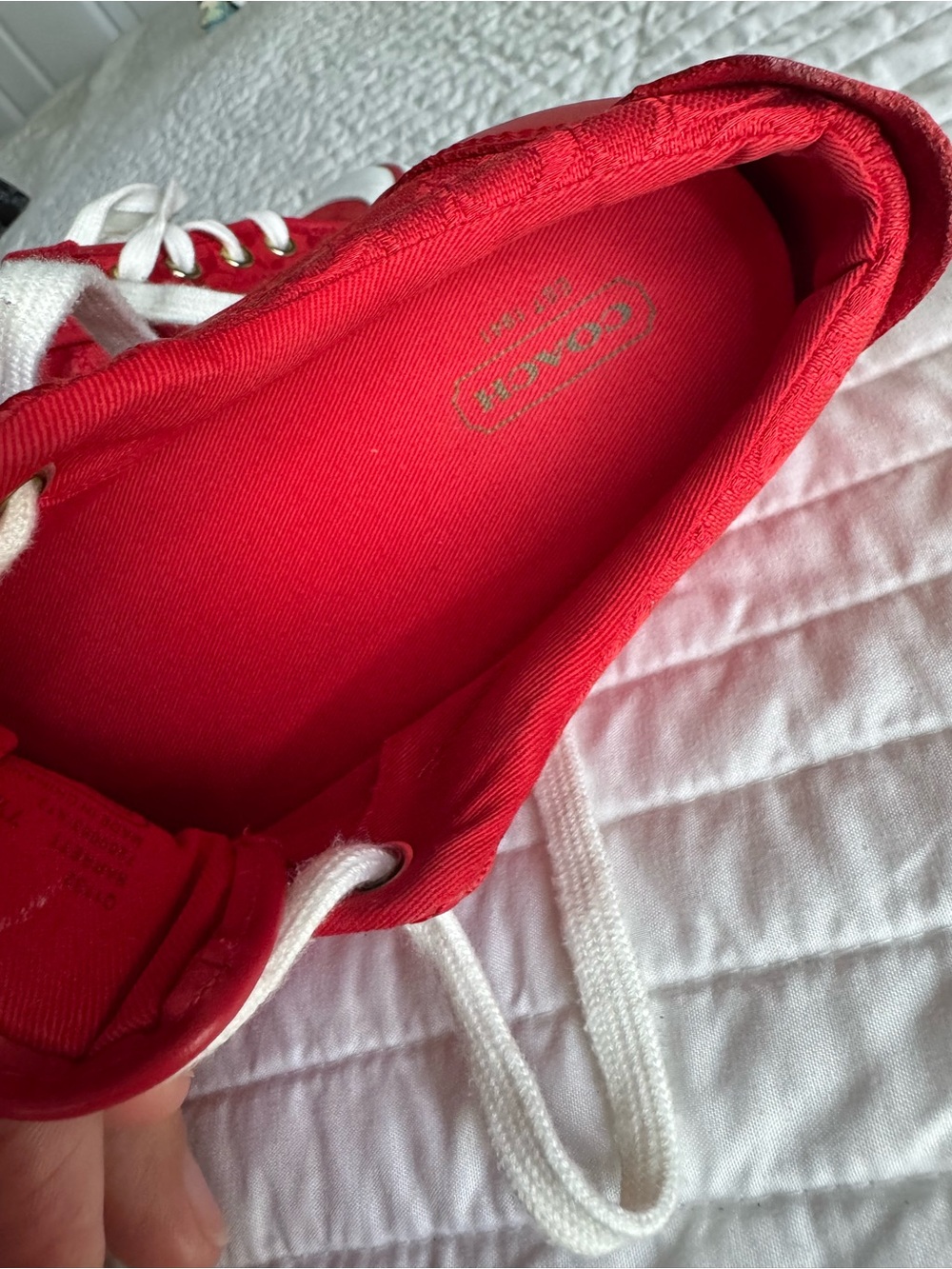 coach barrett signature canvas red sneakers size 7.5b - Picture 6 of 8